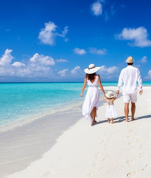 Family walking on the beach